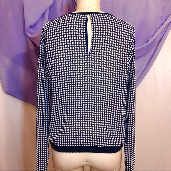 Michael KORS semi sheer houndstooth white blue red print size xsmall knit cuff - Picture 6 of 7